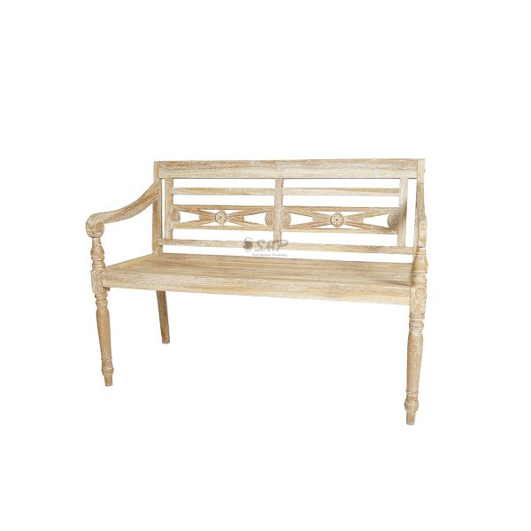 Batavia Bench 2 Seater White Washed - Image 3