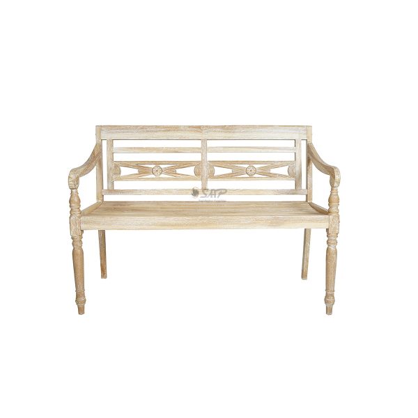 Batavia Bench 2 Seater White Washed
