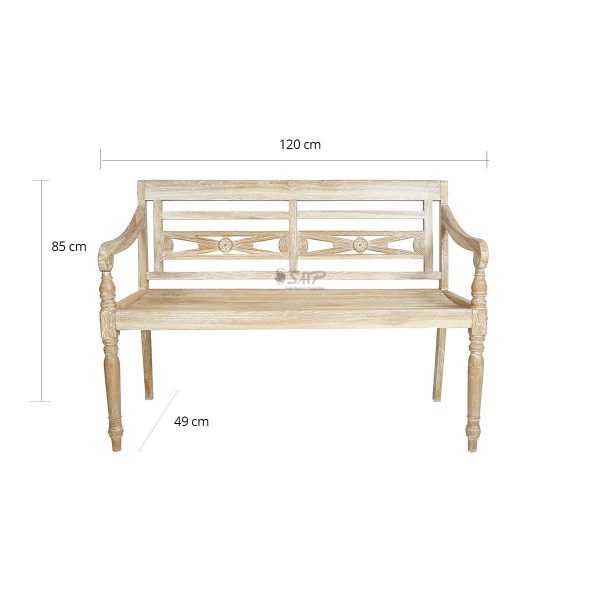 Batavia Bench 2 Seater White Washed - Image 2