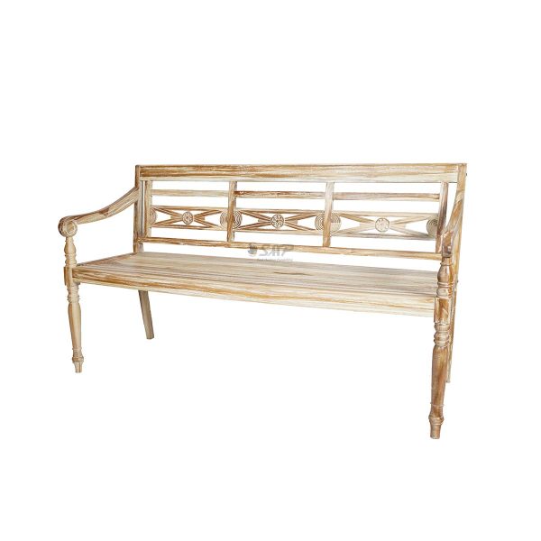 Batavia Bench 3 Seater White Washed - Image 3